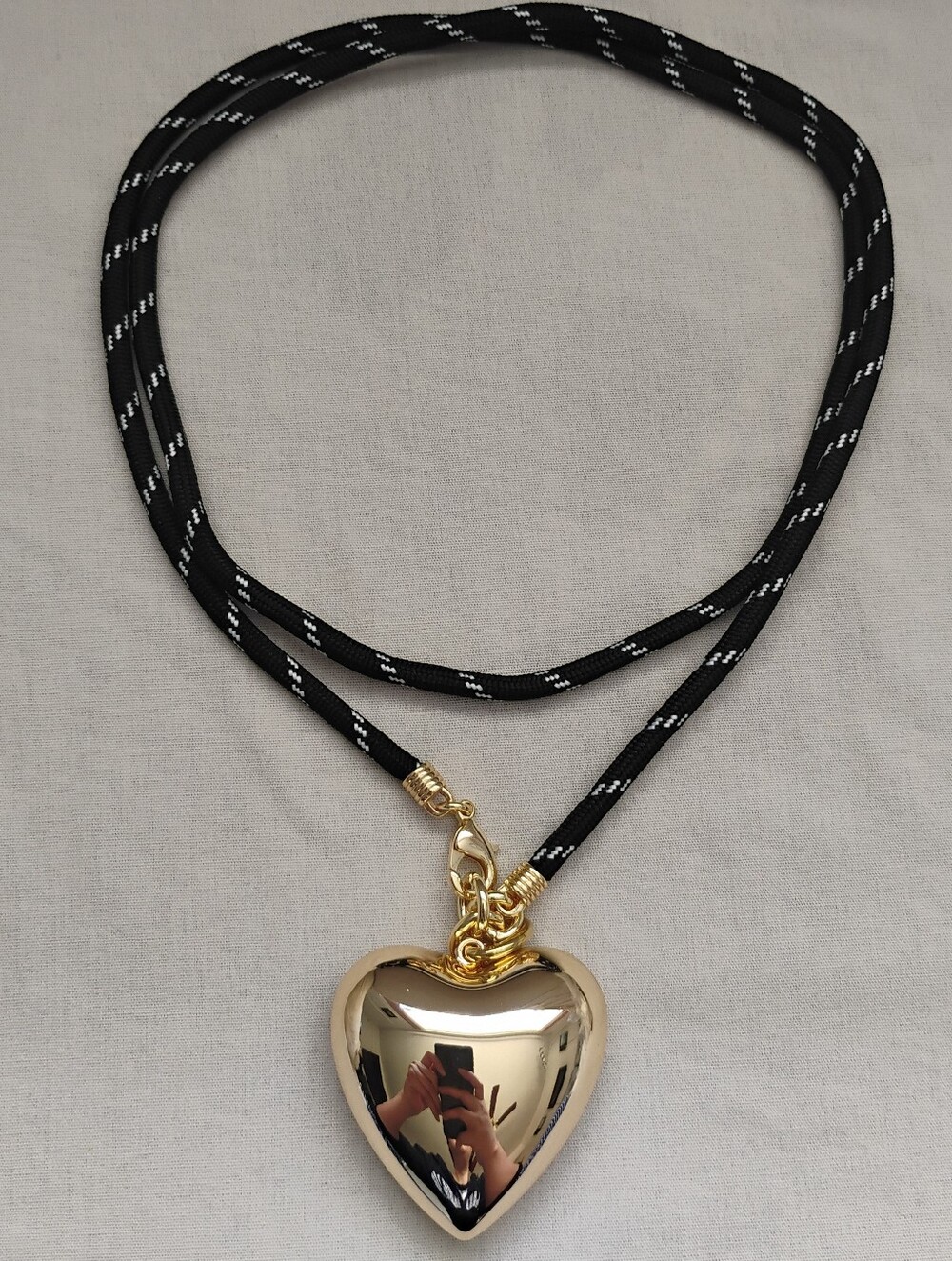 Roxanne Assoulin Black Happy Cord Necklace with Gold Heart Pendant - Picture 2 of 3